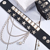 2Pcs 2 Styles Punk Style Imitation Leather Bangles BJEW-CL0001-04B-7