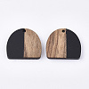 Resin & Walnut Wood Semi Circle Pendants X-RESI-T035-07A-2