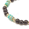 2Pcs 2 Style Natural Ebony Wood & Imperial Jasper Beaded Stretch Bracelets Set BJEW-JB07824-7