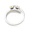 Heart Brass Micro Pave Cubic Zirconia Open Cuff Ring for Women RJEW-A040-01G-3