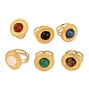 Flat Round Natural Mixed Stone Finger Rings RJEW-Q822-02G-1