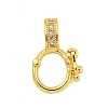 Rack Plating Round Ring Brass Micro Pave Clear Cubic Zirconia Twister Clasps KK-F876-07G-01-1