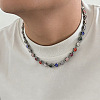 Zinc Alloy Colorful Rhinestone Link Chain Necklaces WG265B3-02-1