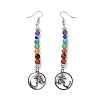Chakra Natural & Synthetic Mixed Gemstone Round Beaded Dangle Earrings EJEW-L196-06P-2