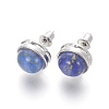 Natural Lapis Lazuli Stud Earrings EJEW-F162-H03-2
