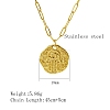 Flat Round with Hamsa Hand Stainless Steel Pendant Necklaces for Men PW-WGC4667-02-1