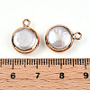 Electroplated Natural Keshi Pearl Flat Round Pendants PEAR-S018-02C-01A-3