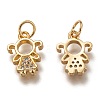 Brass Micro Pave Clear Cubic Zirconia Charms ZIRC-B002-59G-2