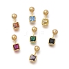 Brass Micro Pave Cubic Zirconia Square Charms KK-D500-01G-1
