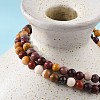 Natural Mookaite Round Bead Stretch Bracelets BJEW-L594-B05-4
