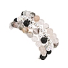 4Pcs 4 Styles Natural Green Lodolite Quartz & Lava Rock Beaded Stretch Bracelet & Alloy Charms Bracelets Sets for Women BJEW-JB12489-4