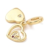 Brass Micro Pave Clear Cubic Zirconia European Dangle Charms KK-D502-14A-G-2