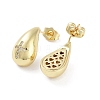 Teardrop Rack Plating Brass Cubic Zirconia Stud Earrings for Women EJEW-B047-02G-03-2