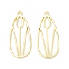 Rack Plating Alloy Teardrop with Tulip Pattern Open Back Bezel Pendants X-FIND-G052-51LG-1