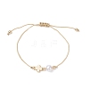 ABS Plastic Imitation Pearl & Alloy Bead Braided Bracelets for Women BJEW-JB12517-2