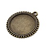 Tibetan Style Flat Round Alloy Pendant Cabochon Settings X-TIBEP-Q045-031AB-NR-2