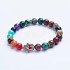 Natural Indian Agate Beaded Stretch Bracelets BJEW-P072-F03-1