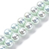 UV Plating Pearlized Glass Pearl Beads Strands GLAA-F128-01B-T13-1
