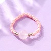 Natural Rose Quartz Stretch Rings RJEW-JR00255-03-4