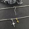 Duo Tone Alloy 2 Star Pendant Necklaces for Unisex WG0BC0F-01-3