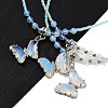 Opalite Faceted Butterfly  Pendant Necklaces NJEW-G143-01C-1