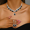 Teardrop Alloy Rhinestone Pendant Necklaces & Stud Dangle Earrings Sets FS-WG1DC8E-02-1