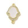 Brass Pave Shell Hamsa Hand Connector Charms with Crystal Rhinestone KK-M300-21G-1