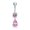 316L Surgical Stainless Steel Cubic Zirconia Teardrop Dangle Belly Rings WG1D57E-01-2