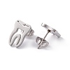 Non-Tarnish 304 Stainless Steel Tooth Shape Stud Earrings for Men Women EJEW-C044-01P-2