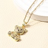 Bear Brass Micro Pave Cubic Zirconia Stud Earrings & Pendant Necklaces Sets SJEW-Z002-01G-2