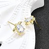 Brass Micro Pave Clear Cubic Zirconia Stud Earrings EJEW-H157-03G-01-3