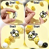 Bees Themed Printed Wood Beads Sets WOOD-YW0001-21-4