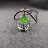 Alloy Wire Wrapped Oval Glass Inner Dried Flower Tree Pendant Waxed Cord Necklaces for Women FS-WG6B63C-17-1