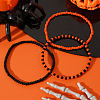 3Pcs 3 Styles Halloween Acrylic Round Beaded Stretch Bracelets Sets for Gift UX7844-4-3