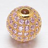 CZ Brass Micro Pave Cubic Zirconia Round Beads ZIRC-L017-10mm-16-2