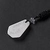 Natural Quartz Crystal Hexagon Pendant Necklace with Nylon Cord NJEW-G094-A07-4