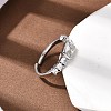 Brass with Cubic Zirconia Cuff Rings for Women RJEW-B160-07B-P-2