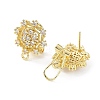 Flower Brass Micro Pave Cubic Zirconia Stud Earrings Finding KK-E083-01G-2