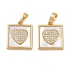 Brass Micro Pave Clear Cubic Zirconia Pendants KK-C109-07B-G-1
