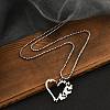 201 Stainless Steel Laser Cut Heart Butterfly Pendant Box Chain Necklaces for Women NJEW-Q004-06P-3