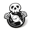 Punk Style Skull & Phonograph Record Enamel Pins JEWB-M031-01B-1
