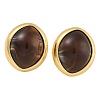 Brass Resin Oval Stud Earrings EJEW-K293-16G-1