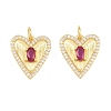 Brass Micro Pave Medium Violet Red Cubic Zirconia Pendants CU-CBAB3AD-09G-02-1