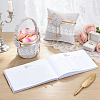 1Pc Square Linen Lace Wedding Ring Display Pillow with Flower AJEW-WA0004-22-4