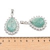 Natural Amazonite & Rhinestone Pendants G-K338-31P-04-3