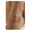 201 Stainless Steel Heart with Initial Charm Double Layer Anklets for Women FS-WG0EC0A-03-1