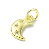 Moon Theme Brass Micro Pave Clear Cubic Zirconia Charms KK-H475-57G-13-2
