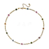 Faceted Cube Natural Multicolor Tourmaline and Glass Seed Beads Beaded Necklaces for Women NJEW-JN06668-2