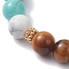 Natural Tiger Eye & Synthetic Turquoise Round Beads Stretch Bracelets for Women BJEW-TA00698-4