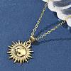 Brass Micro Pave Clear Cubic Zirconia Sun Pendant Necklaces for Women NJEW-S449-05B-G-1